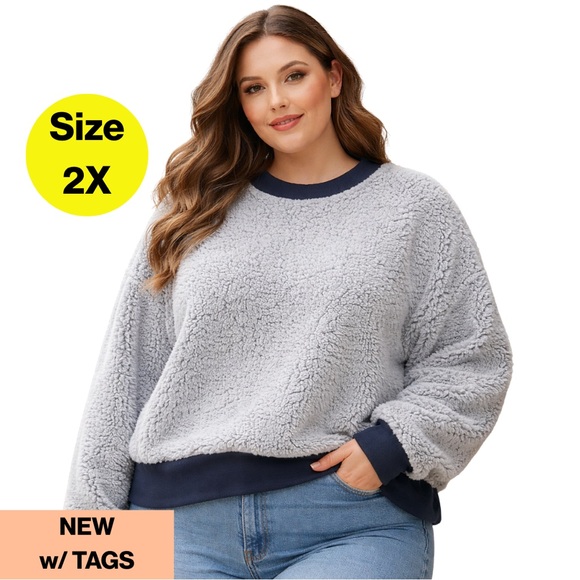Secret Treasures Sweaters - 2/for $20 🪩 NEW w TAGS 🏷️ Cozy Gray Sherpa Lounge & Sleep Top (Size 2X Womens)